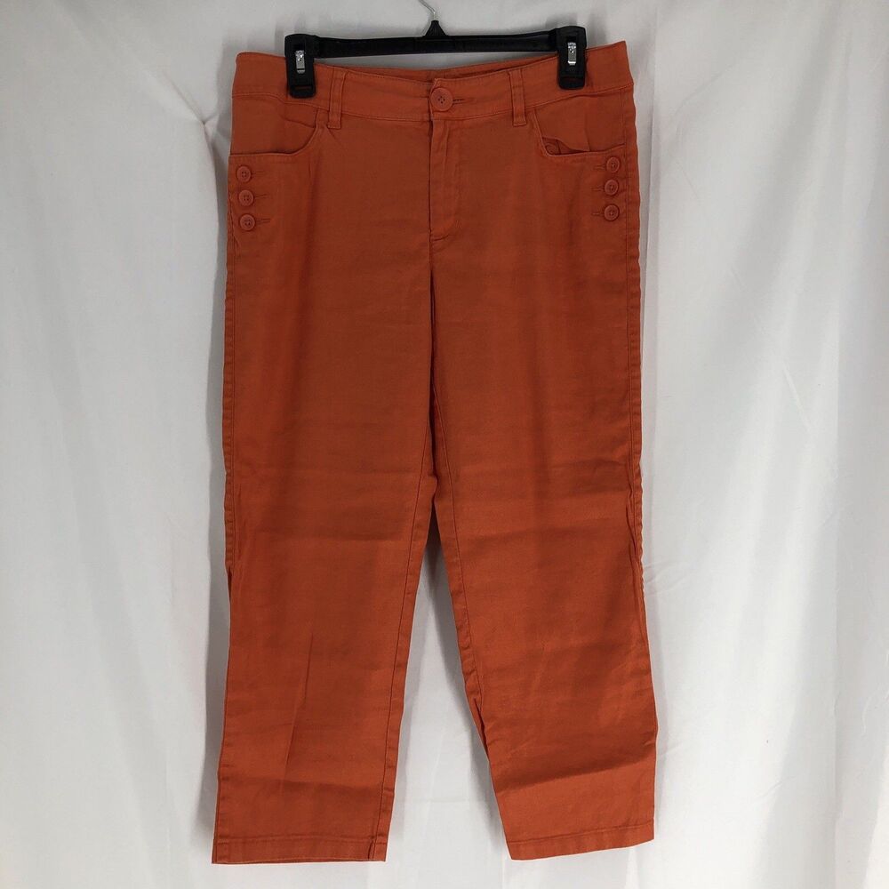 CAbi Orange Crop Pants Chino Size 6 Stretch Cotton